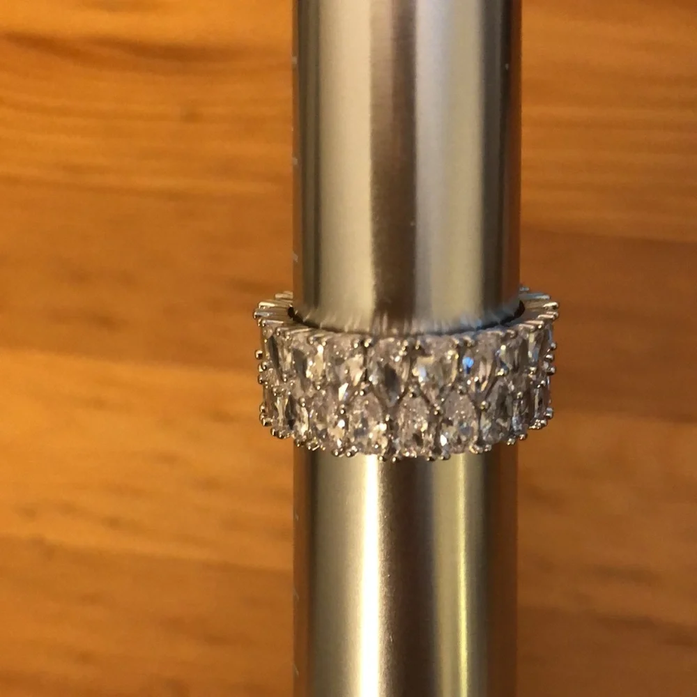 18K Gold Sparkly Cubic Zirconia Eternity Ring